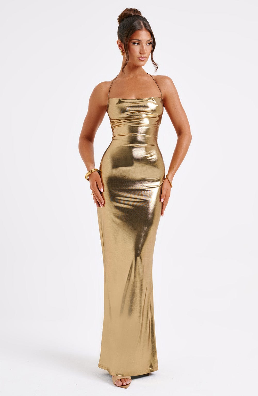 gold maxi dress