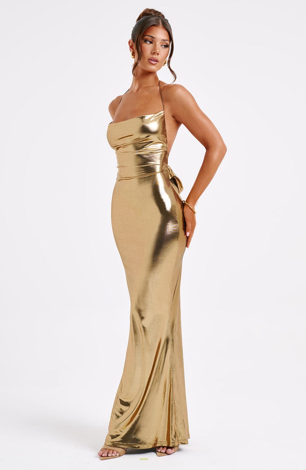 gold dress metallic