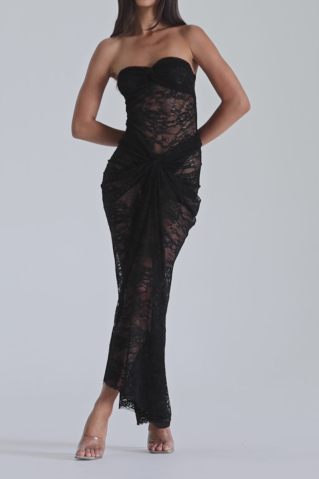 black strapless long dress