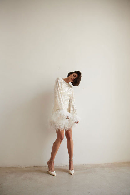 feather mini dress