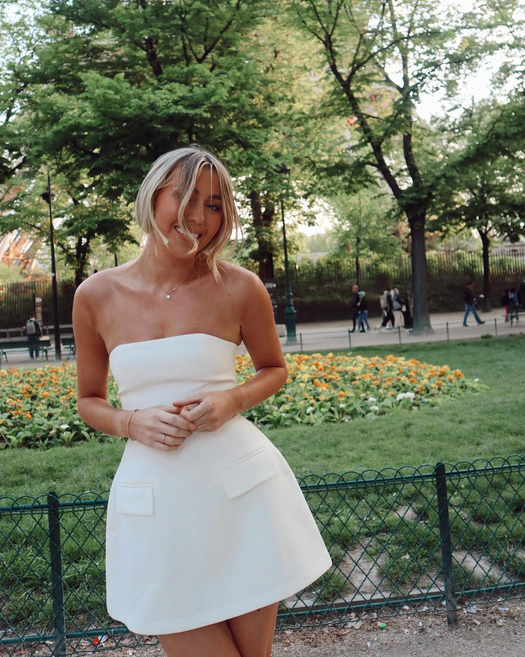 white dress with pockets