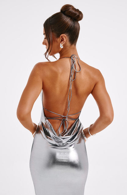 silver metallic outfit