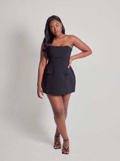 black strapless dress mini